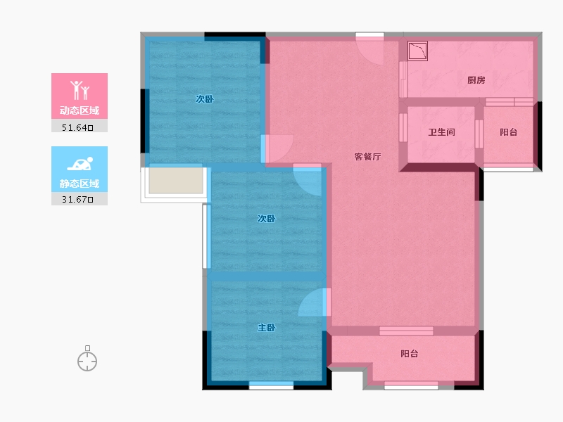 四川省-乐山市-晶芭堤-72.75-户型库-动静分区