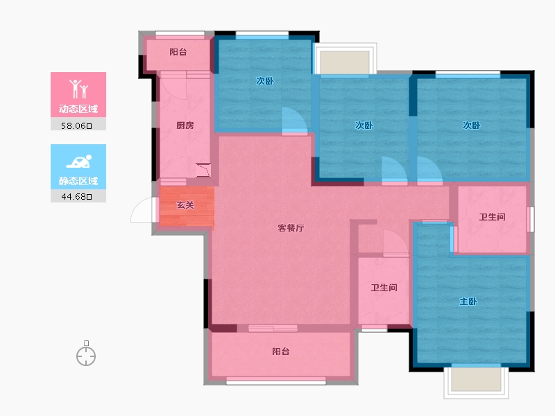 四川省-乐山市-晶芭堤-89.53-户型库-动静分区