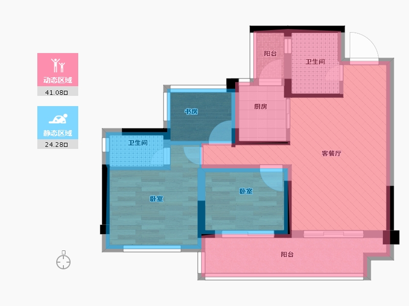 四川省-宜宾市-世茂金座云锦-57.10-户型库-动静分区