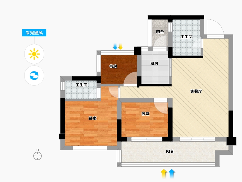 四川省-宜宾市-世茂金座云锦-57.10-户型库-采光通风