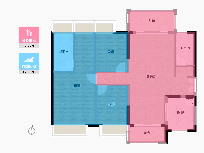 广东省-珠海市-时代倾城天宸-91.36-户型库-动静分区