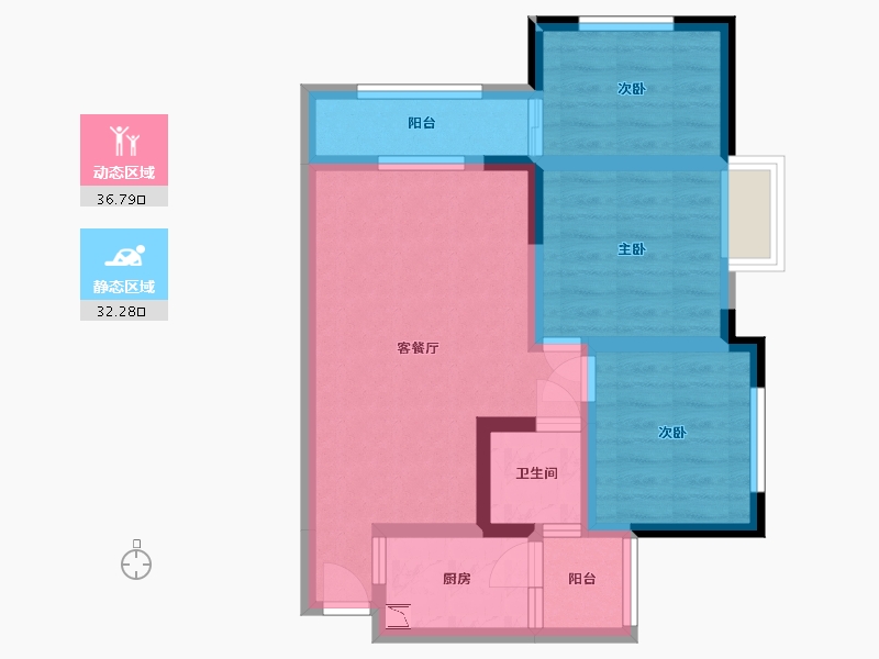 四川省-乐山市-晶芭堤-59.72-户型库-动静分区