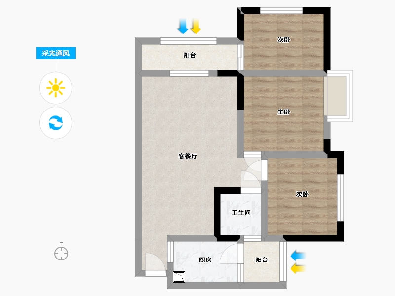 四川省-乐山市-晶芭堤-59.72-户型库-采光通风