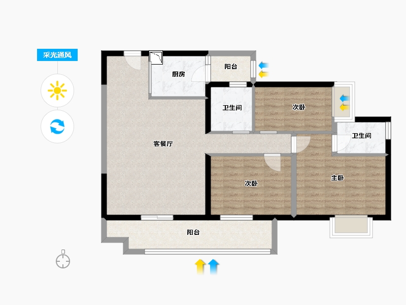 广东省-佛山市-保利翡翠公馆-91.54-户型库-采光通风