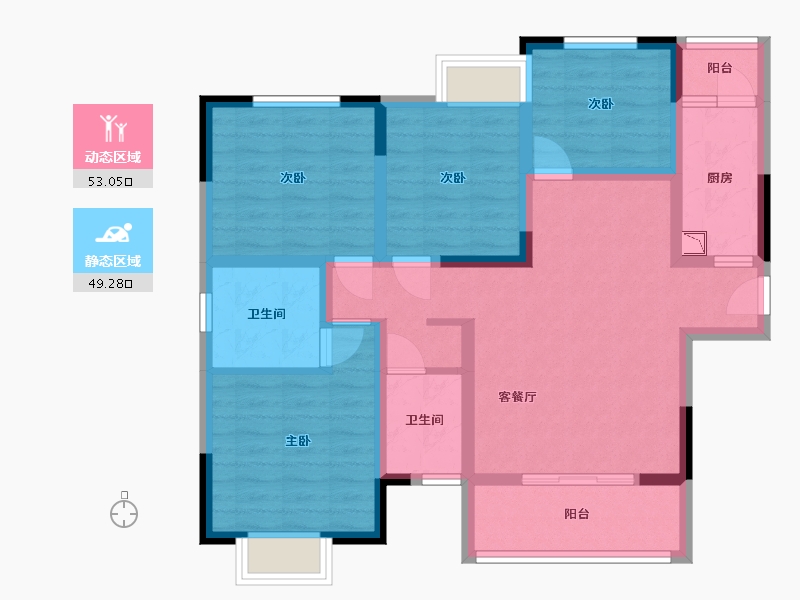 四川省-乐山市-晶芭堤-89.33-户型库-动静分区