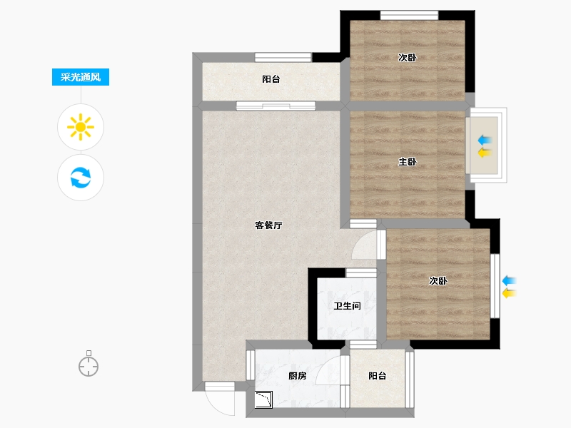 四川省-乐山市-晶芭堤-60.02-户型库-采光通风