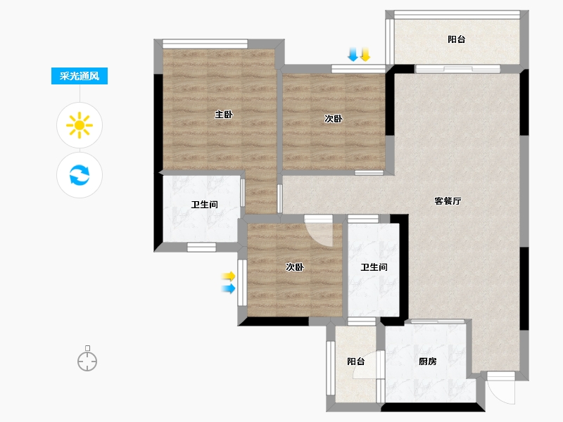 四川省-乐山市-铜雀台御景-77.16-户型库-采光通风