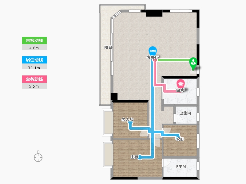 海南省-三亚市-万科海上大都会左岸-136.07-户型库-动静线