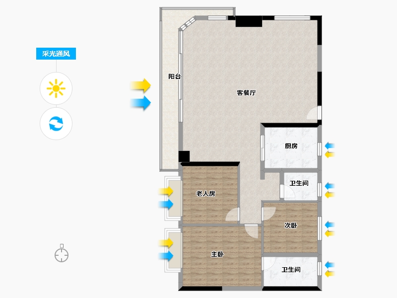 海南省-三亚市-万科海上大都会左岸-136.07-户型库-采光通风