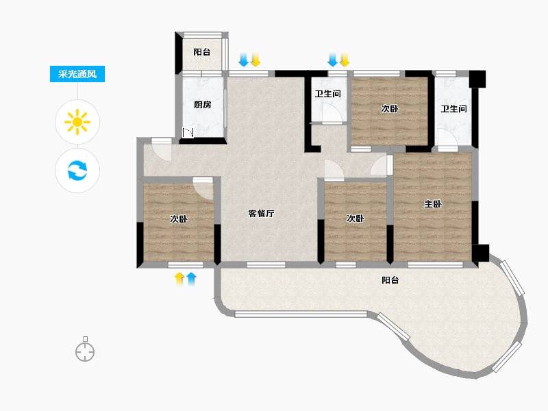 四川省-乐山市-阳光·云玺-111.65-户型库-采光通风