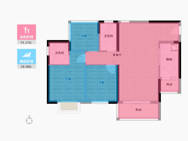 四川省-乐山市-碧桂园·天悦-74.12-户型库-动静分区