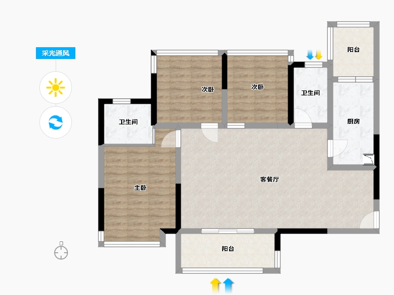 四川省-乐山市-麓城-95.41-户型库-采光通风