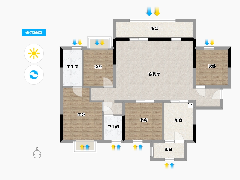 广西壮族自治区-南宁市-银河龙湖江与城-104.40-户型库-采光通风