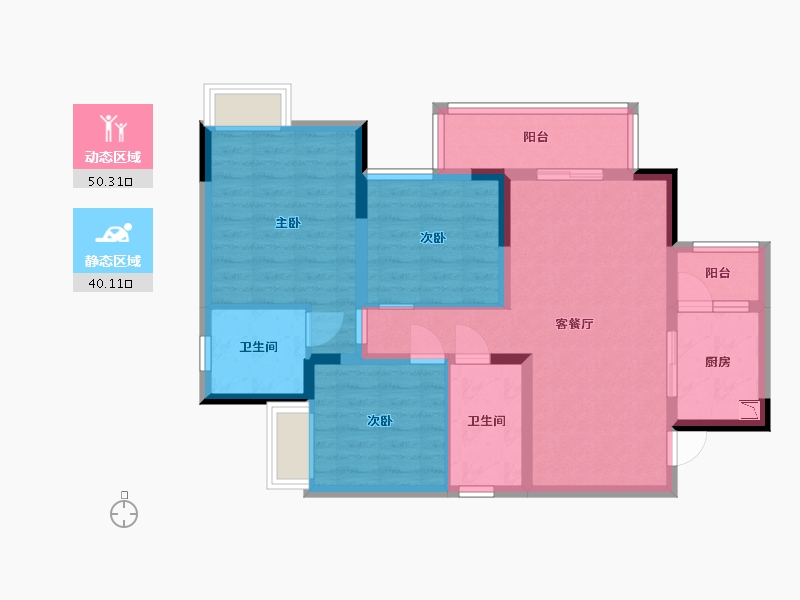 四川省-南充市-中虹国际-79.58-户型库-动静分区