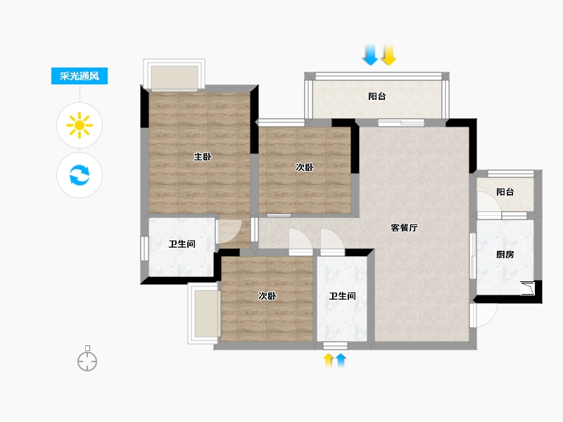 四川省-南充市-中虹国际-79.58-户型库-采光通风