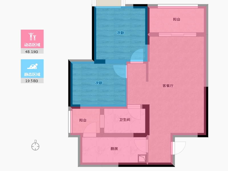 四川省-绵阳市-华润置地中央公园4期凌云府-59.21-户型库-动静分区