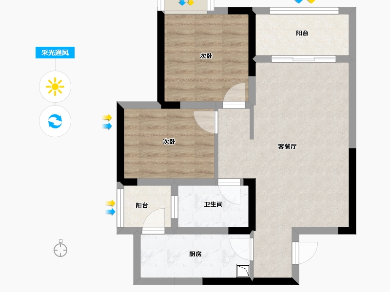 四川省-绵阳市-华润置地中央公园4期凌云府-59.21-户型库-采光通风