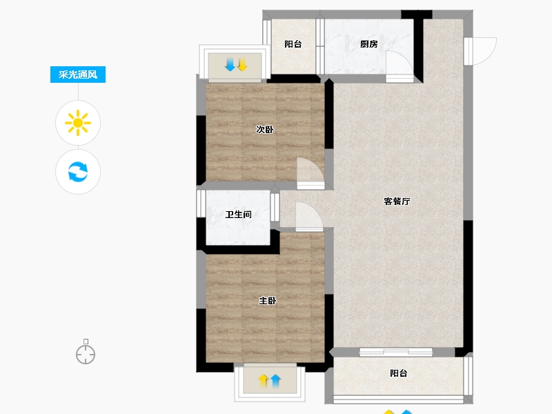 四川省-南充市-阳光西山秘境-65.53-户型库-采光通风