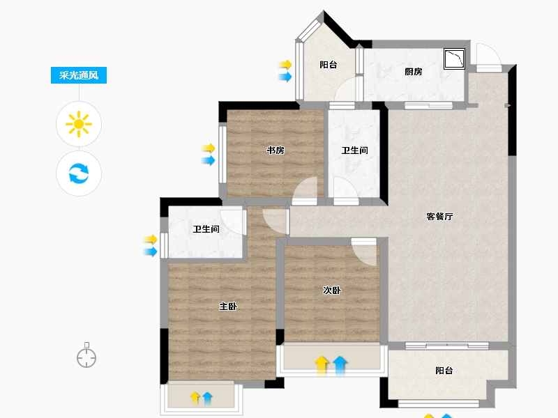 四川省-绵阳市-航民天府锦园-86.92-户型库-采光通风