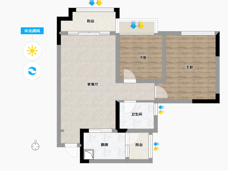 四川省-绵阳市-航民天府锦园-64.41-户型库-采光通风