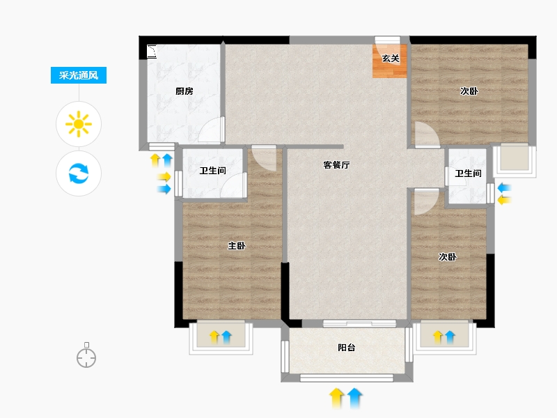 广东省-揭阳市-丽景苑-90.82-户型库-采光通风