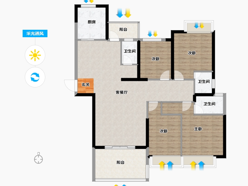 广东省-揭阳市-翔栩水岸城-124.61-户型库-采光通风