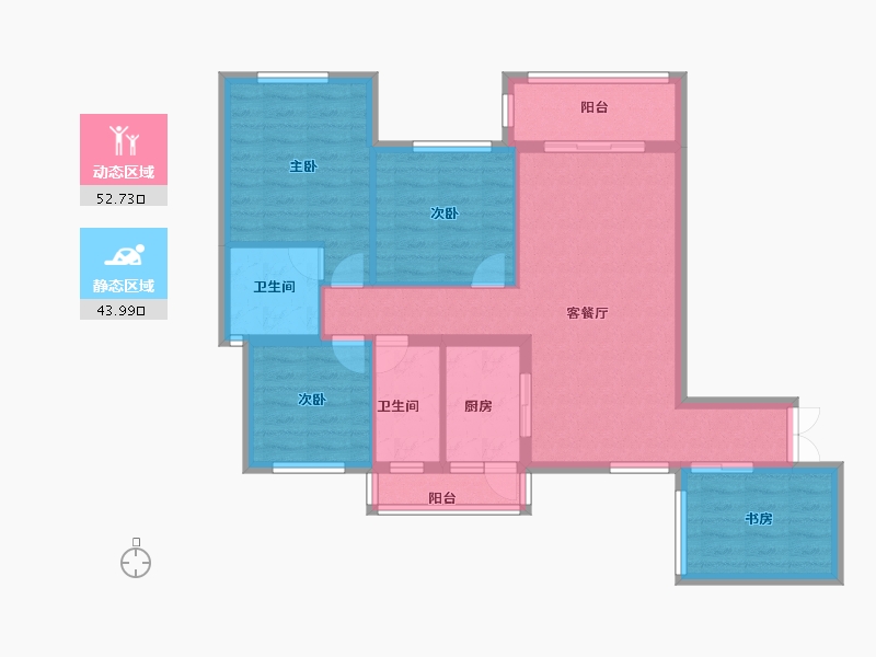 四川省-绵阳市-梓都国宾壹号-86.00-户型库-动静分区