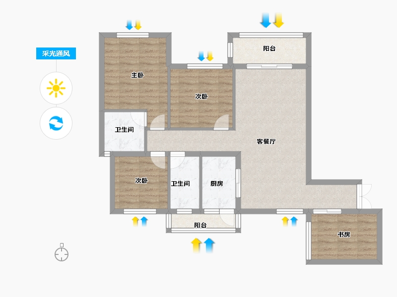 四川省-绵阳市-梓都国宾壹号-86.00-户型库-采光通风