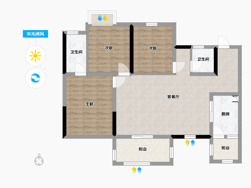 四川省-眉山市-彭山领地观江府-88.54-户型库-采光通风