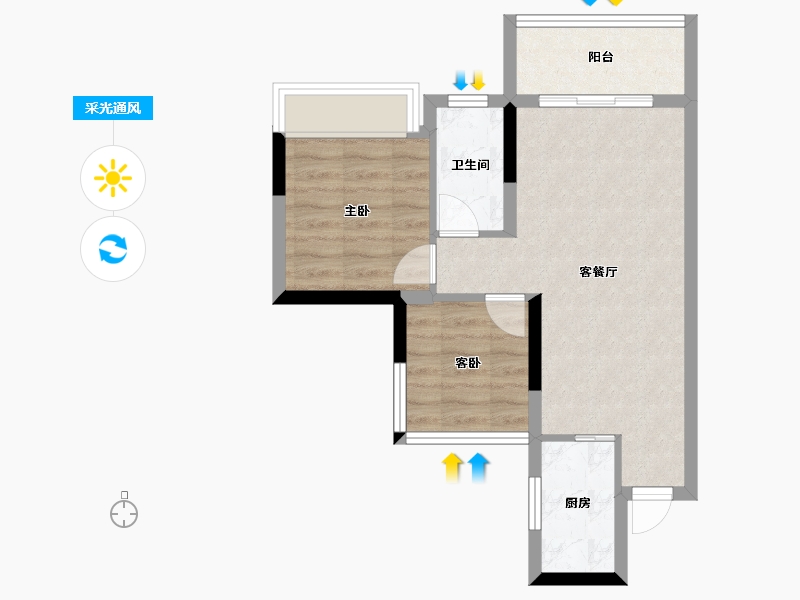 四川省-遂宁市-和喜·公园里-51.75-户型库-采光通风