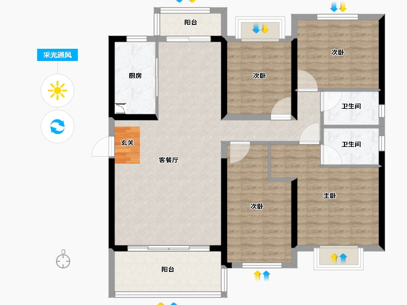 广东省-揭阳市-碧桂园江山帝景-114.40-户型库-采光通风