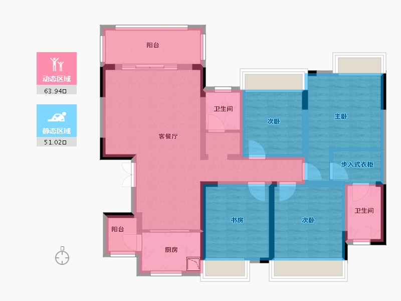 四川省-绵阳市-倍特香槟华府-100.83-户型库-动静分区