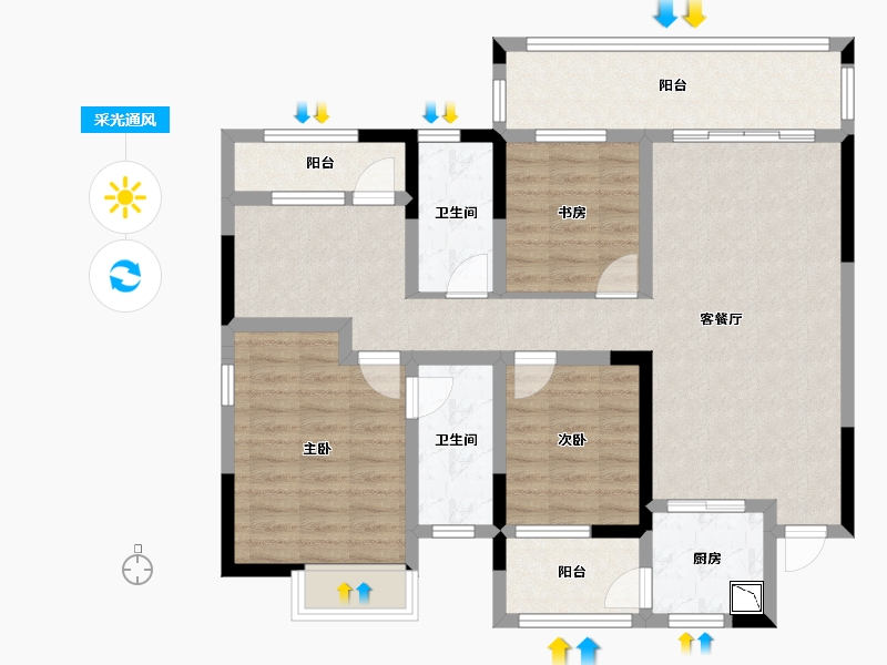 四川省-绵阳市-福阳广场-98.47-户型库-采光通风