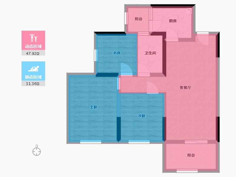 四川省-眉山市-中粮·天府智慧城-69.58-户型库-动静分区