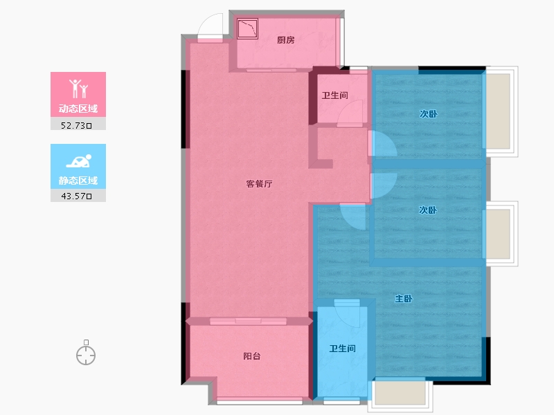 四川省-绵阳市-福阳广场-84.85-户型库-动静分区