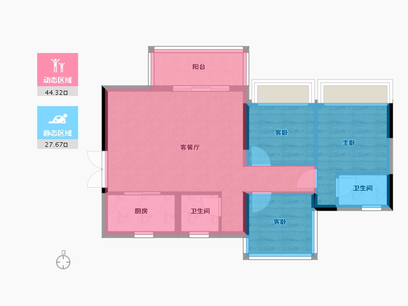 四川省-遂宁市-和喜·公园里-64.24-户型库-动静分区