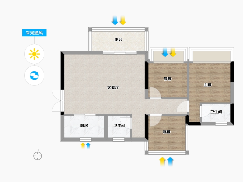 四川省-遂宁市-和喜·公园里-64.24-户型库-采光通风