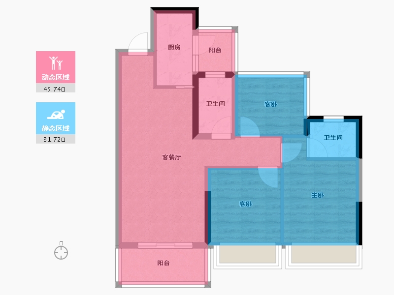 四川省-遂宁市-和喜·公园里-68.34-户型库-动静分区