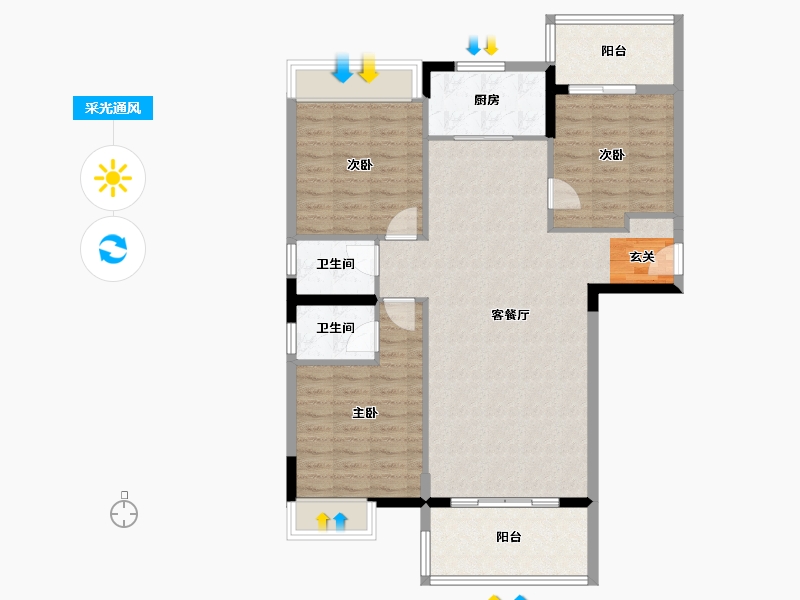 广东省-揭阳市-紫麟华府-99.34-户型库-采光通风