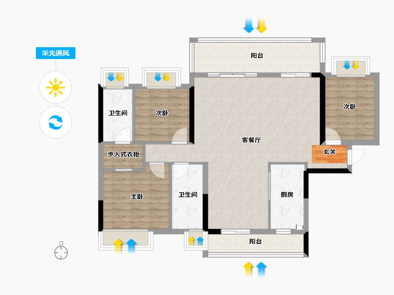 广东省-揭阳市-中南.春风南岸-105.64-户型库-采光通风