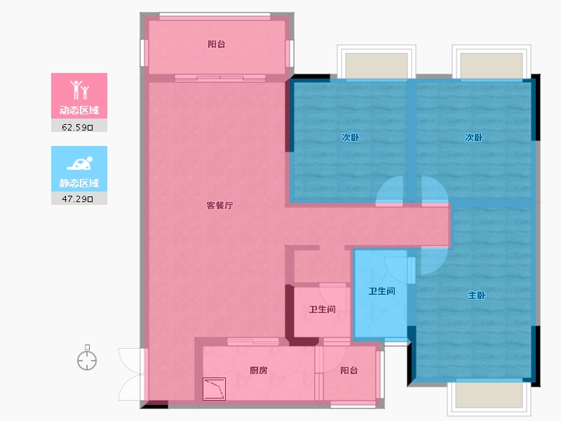 四川省-绵阳市-倍特香槟华府-97.55-户型库-动静分区