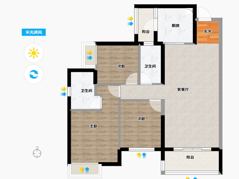 广东省-揭阳市-华润置地榕江悦府-88.00-户型库-采光通风