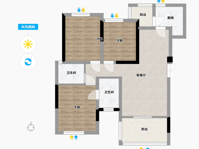 四川省-南充市-阳光西山秘境-74.01-户型库-采光通风