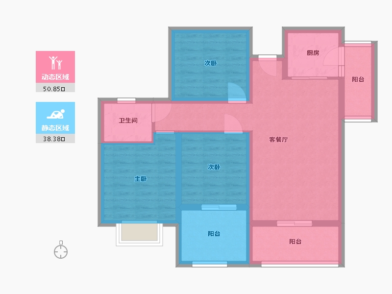 四川省-南充市-龙城壹号东山郡-78.61-户型库-动静分区