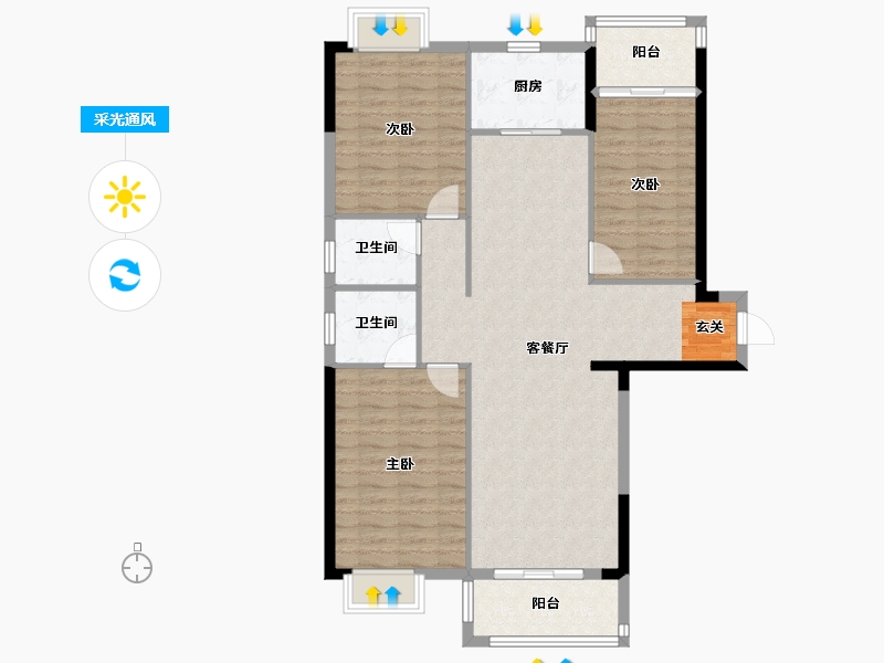 广东省-揭阳市-丽景苑-107.38-户型库-采光通风