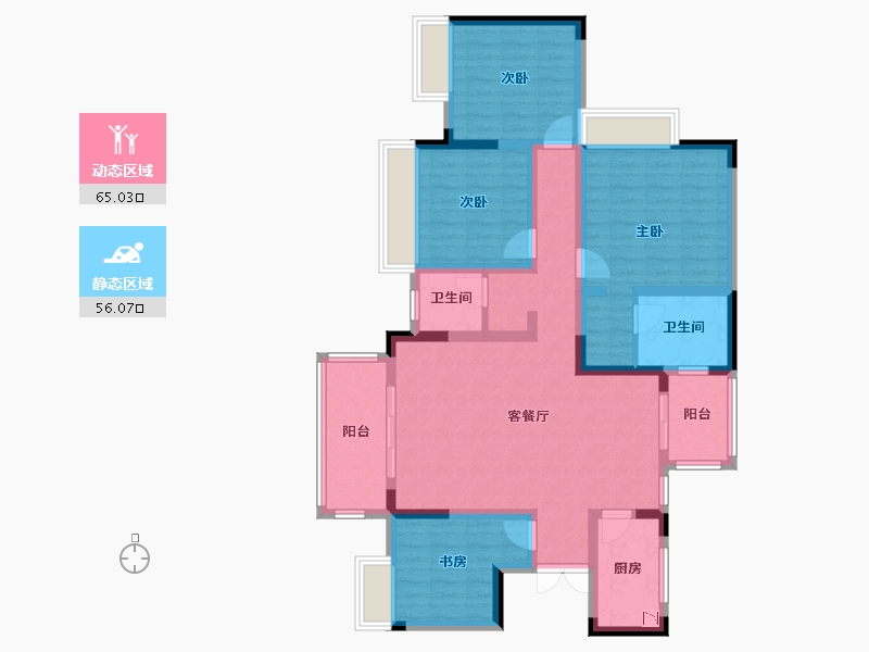 四川省-绵阳市-倍特香槟华府-106.43-户型库-动静分区