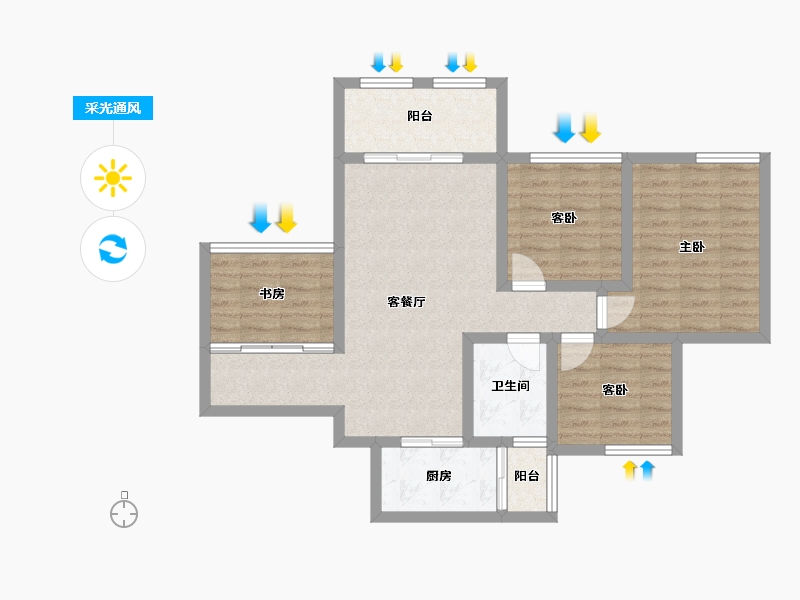 四川省-遂宁市-烨宇·锦绣江山-80.69-户型库-采光通风