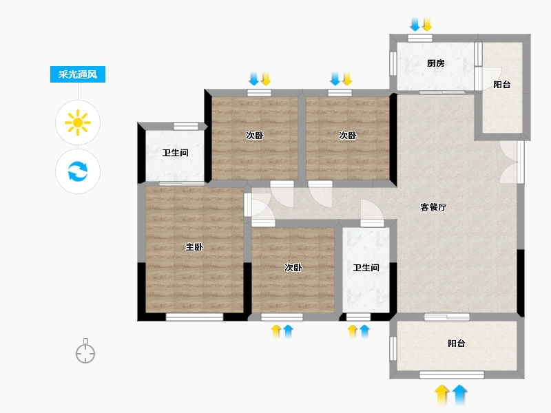 四川省-眉山市-学府壹号-93.52-户型库-采光通风