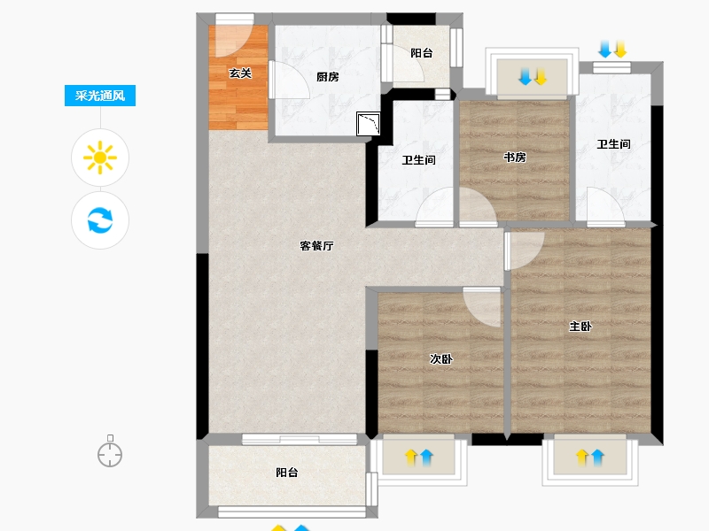 广东省-揭阳市-中南.春风南岸-72.54-户型库-采光通风