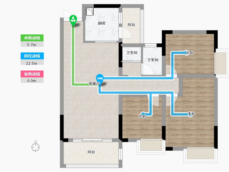 四川省-绵阳市-倍特香槟华府-84.29-户型库-动静线